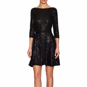 Maia Black Sequined Flare Dress